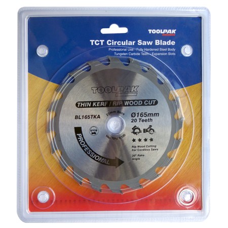 Cordless TCT Thin Kerf Saw Blade 165mm x 20mm x 20T Toolpak